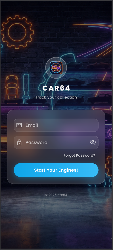 Car64 login screen